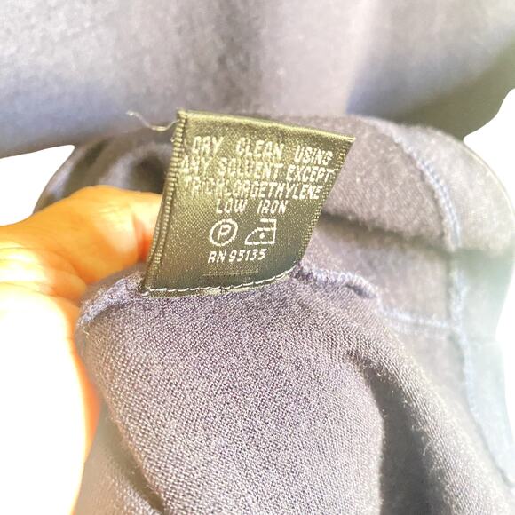 Lafayette 148 Womens Navy Blue Cap Sleeve Ruched Side Wool Shirt Size Large - Picture 7 of 7
